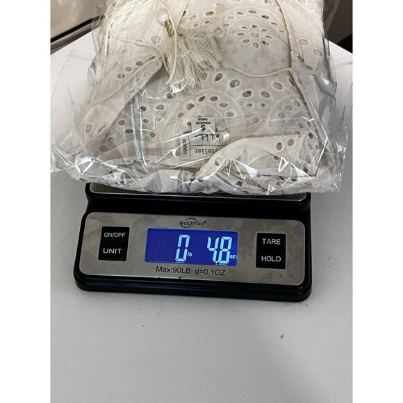 Nicole Miller Artelier Cream Eyelet Lace Ruffle Flutter Sleeves Top Small Boho - Picture 8 of 8